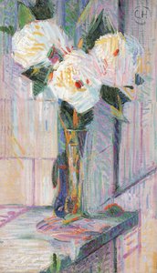 Peonie bianche in vaso di vetro da Curt Herrmann